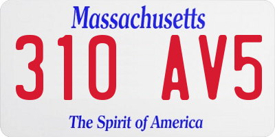 MA license plate 310AV5