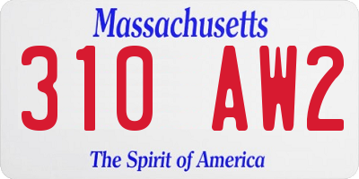 MA license plate 310AW2