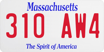 MA license plate 310AW4