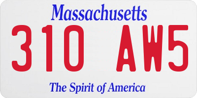 MA license plate 310AW5