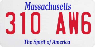 MA license plate 310AW6