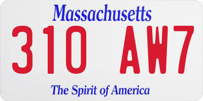 MA license plate 310AW7