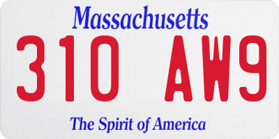 MA license plate 310AW9