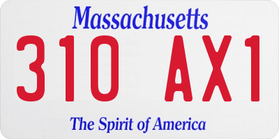 MA license plate 310AX1