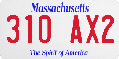 MA license plate 310AX2