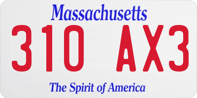 MA license plate 310AX3