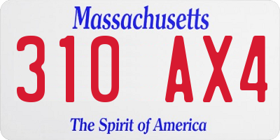MA license plate 310AX4