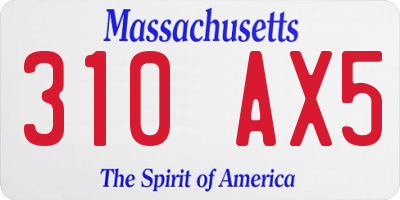 MA license plate 310AX5