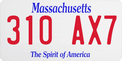 MA license plate 310AX7