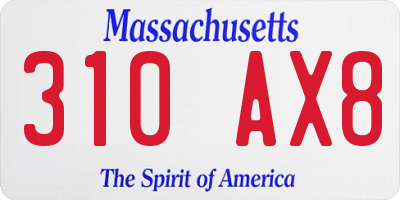 MA license plate 310AX8