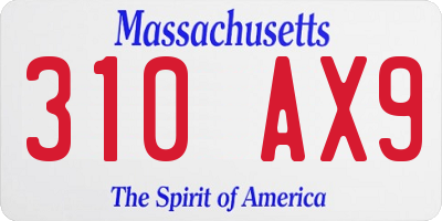 MA license plate 310AX9
