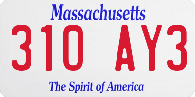 MA license plate 310AY3