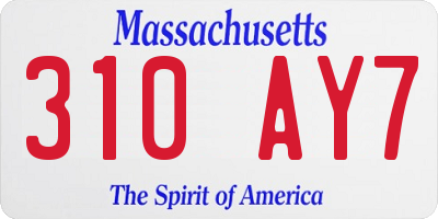 MA license plate 310AY7