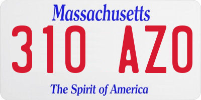 MA license plate 310AZ0