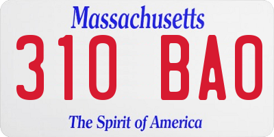 MA license plate 310BA0