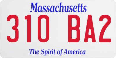 MA license plate 310BA2