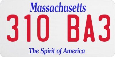 MA license plate 310BA3