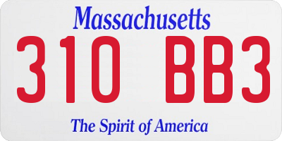 MA license plate 310BB3