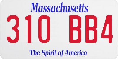 MA license plate 310BB4