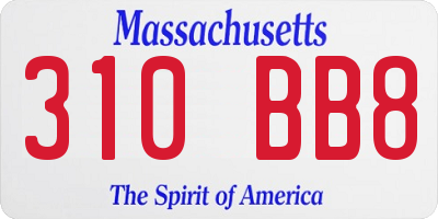 MA license plate 310BB8