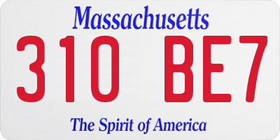 MA license plate 310BE7