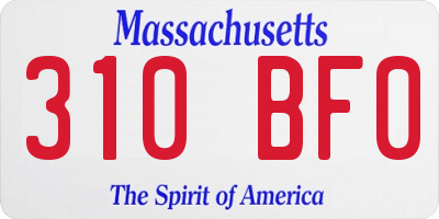 MA license plate 310BF0