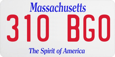 MA license plate 310BG0