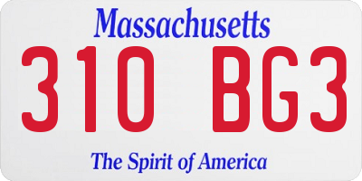 MA license plate 310BG3