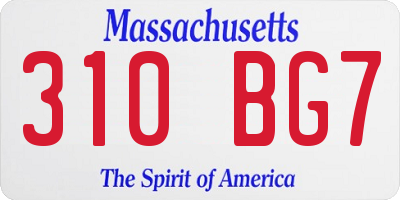 MA license plate 310BG7