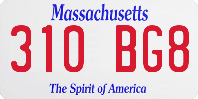 MA license plate 310BG8