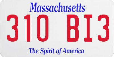MA license plate 310BI3