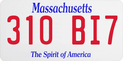 MA license plate 310BI7