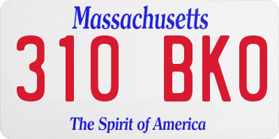 MA license plate 310BK0