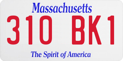 MA license plate 310BK1