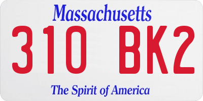 MA license plate 310BK2