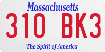 MA license plate 310BK3