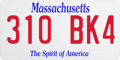 MA license plate 310BK4