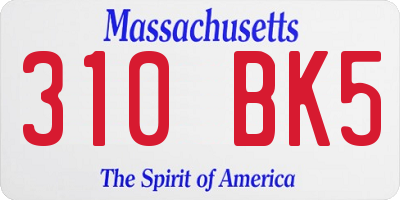MA license plate 310BK5