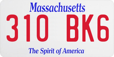 MA license plate 310BK6