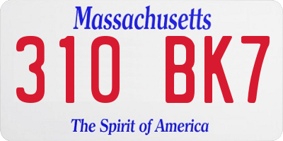 MA license plate 310BK7