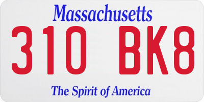 MA license plate 310BK8