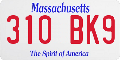 MA license plate 310BK9