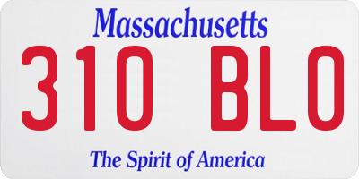MA license plate 310BL0
