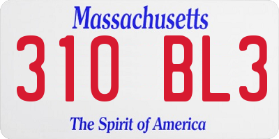 MA license plate 310BL3