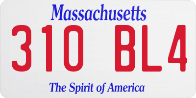 MA license plate 310BL4