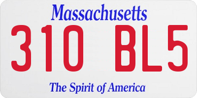 MA license plate 310BL5