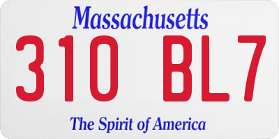 MA license plate 310BL7