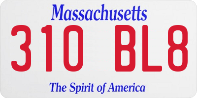 MA license plate 310BL8