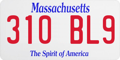 MA license plate 310BL9