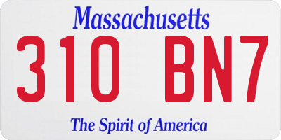 MA license plate 310BN7